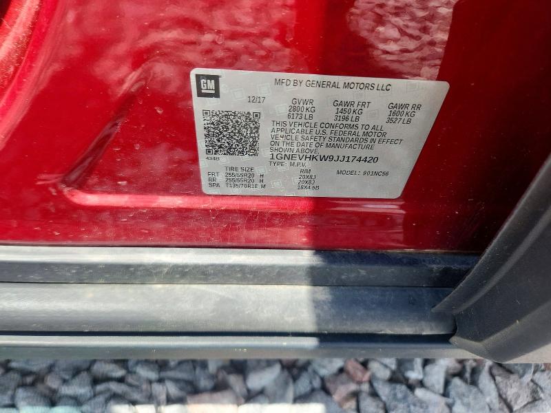 Продаж на аукціоні авто 2018 Chevrolet Traverse, vin: 1GNEVHKW9JJ174420, номер лоту: 58994026