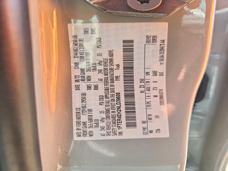 2022 Ford Ranger მანქანა იყიდება აუქციონზე, vin: 1FTER4EH2NLD39608, აუქციონის ნომერი: 59183796