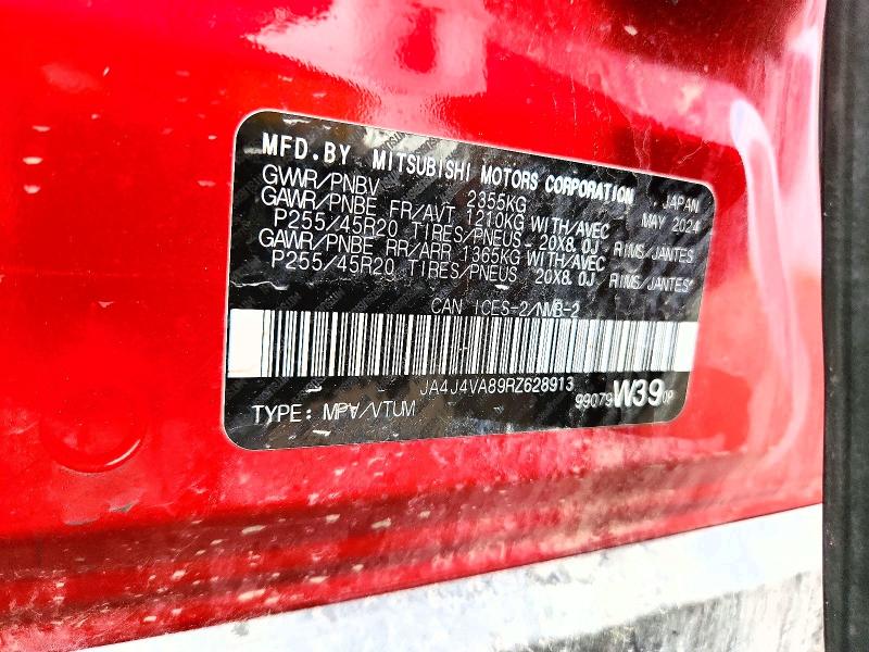 2024 Mitsubishi Outlander მანქანა იყიდება აუქციონზე, vin: JA4J4VA89RZ628913, აუქციონის ნომერი: 77249175