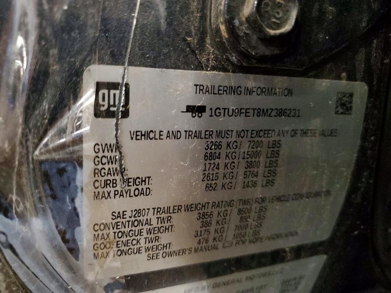 Продаж на аукціоні авто 2021 Gmc Sierra, vin: 1GTU9FET8MZ386231, номер лоту: 57663046