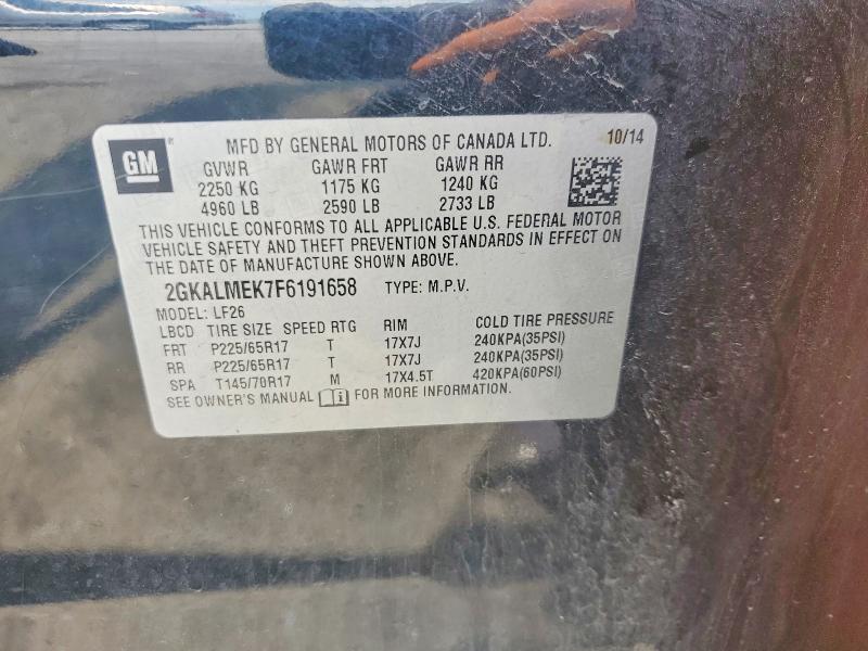 Aukcja sprzedaży 2015 Gmc Terrain, vin: 2GKALMEK7F6191658, numer aukcji: 58718586