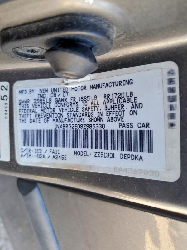 Aukcja sprzedaży 2008 Toyota Corolla, vin: 1NXBR32E08Z985330, numer aukcji: 58325356