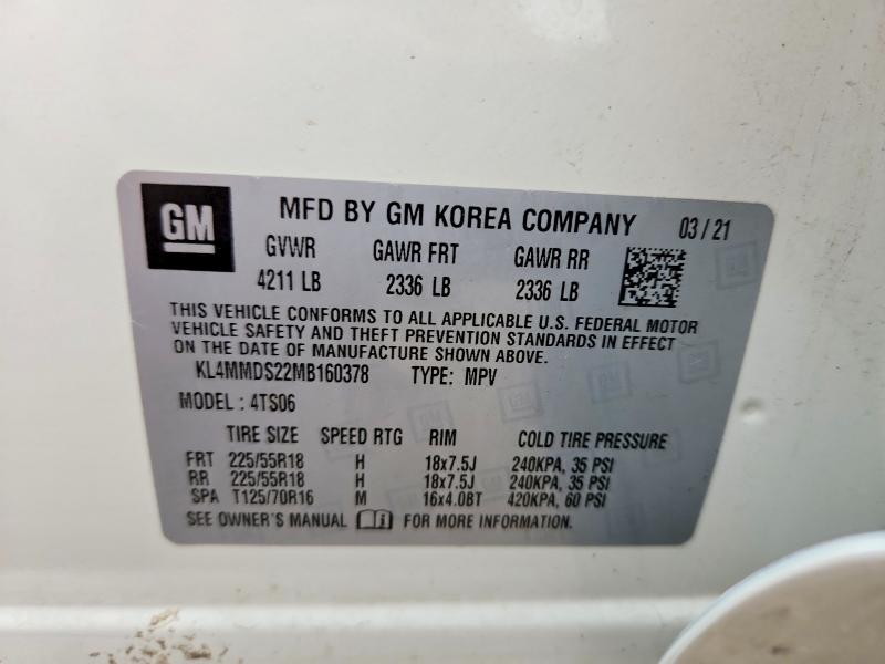 Aukcja sprzedaży 2021 Buick Encore Gx, vin: KL4MMDS22MB160378, numer aukcji: 57816416