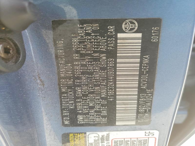 59071916 :رقم المزاد ، 4T1BE32K44U907869 vin ، 2004 Toyota Camry مزاد بيع
