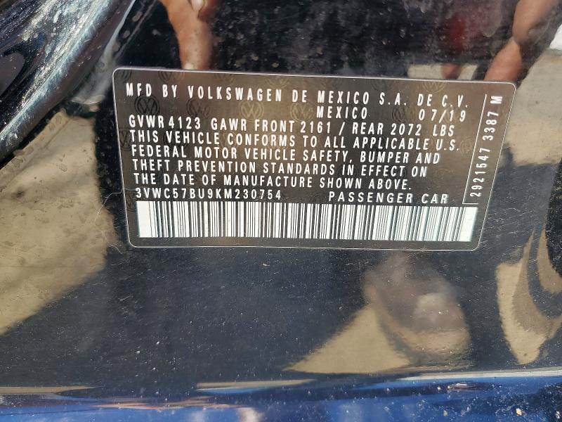 58302396 :رقم المزاد ، 3VWC57BU9KM230754 vin ، 2019 Volkswagen Jetta مزاد بيع
