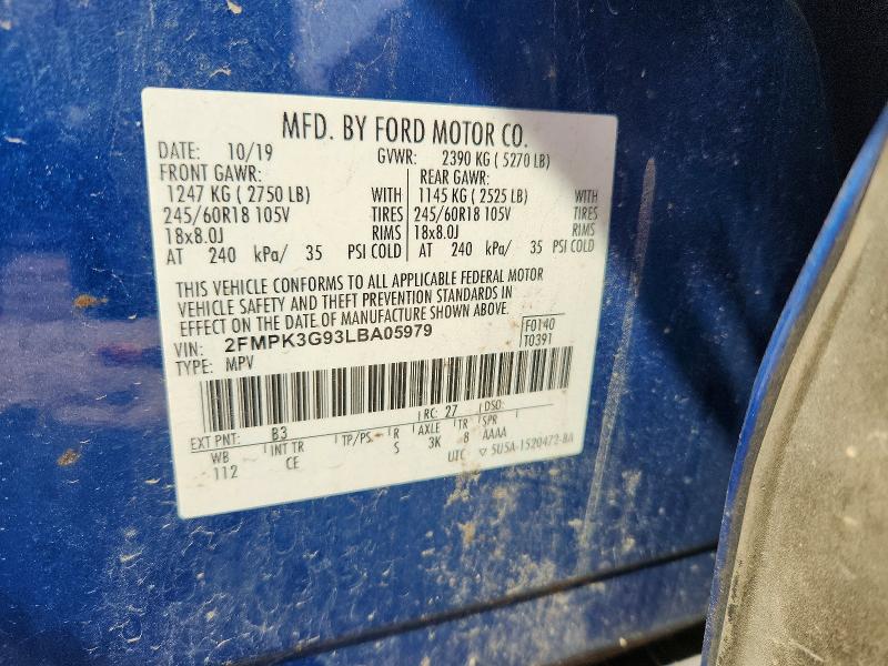 56628626 :رقم المزاد ، 2FMPK3G93LBA05979 vin ، 2020 Ford Edge مزاد بيع