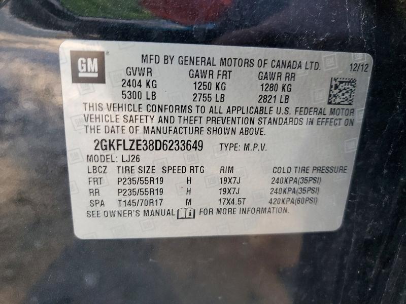 2013 Gmc Terrain მანქანა იყიდება აუქციონზე, vin: 2GKFLZE38D6233649, აუქციონის ნომერი: 55852776