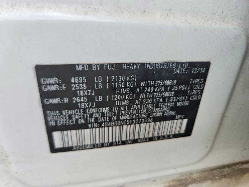 Aukcja sprzedaży 2015 Subaru Outback, vin: 4S4BSBNC5F3270698, numer aukcji: 56860326
