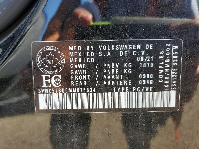 Продажа на аукционе авто 2021 Volkswagen Jetta, vin: 3VWC57BU5MM075834, номер лота: 55694926