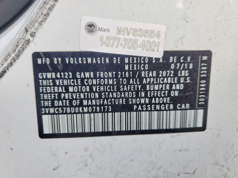 Aukcja sprzedaży 2019 Volkswagen Jetta, vin: 3VWC57BU0KM079173, numer aukcji: 55403956