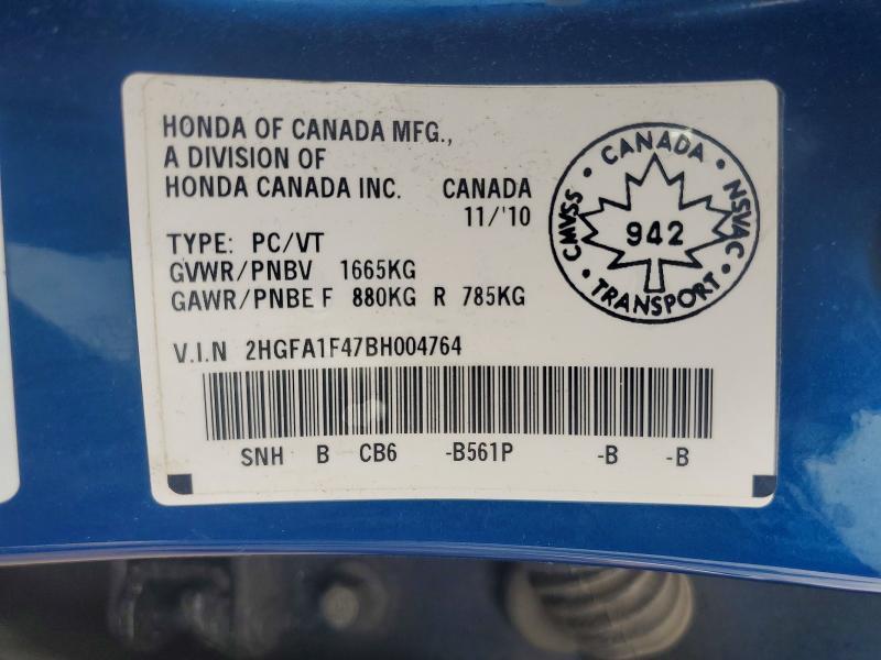 Aukcja sprzedaży 2011 Honda Civic, vin: 2HGFA1F47BH004764, numer aukcji: 56958136