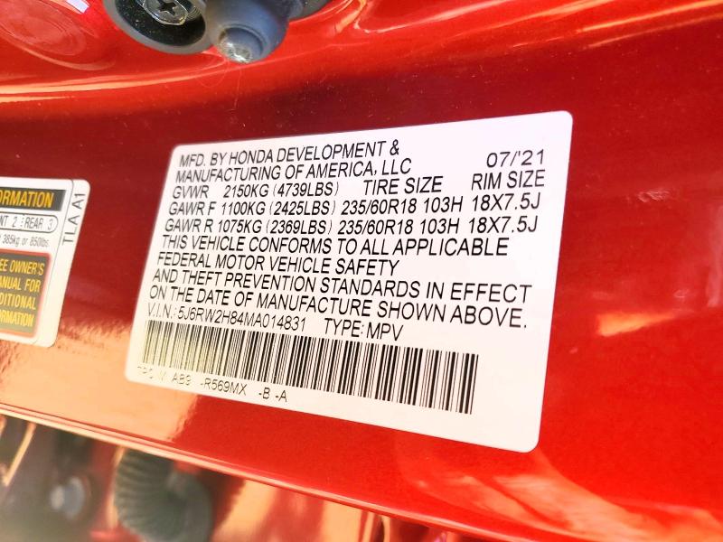 Aukcja sprzedaży 2021 Honda Cr-v, vin: 5J6RW2H84MA014831, numer aukcji: 58399586