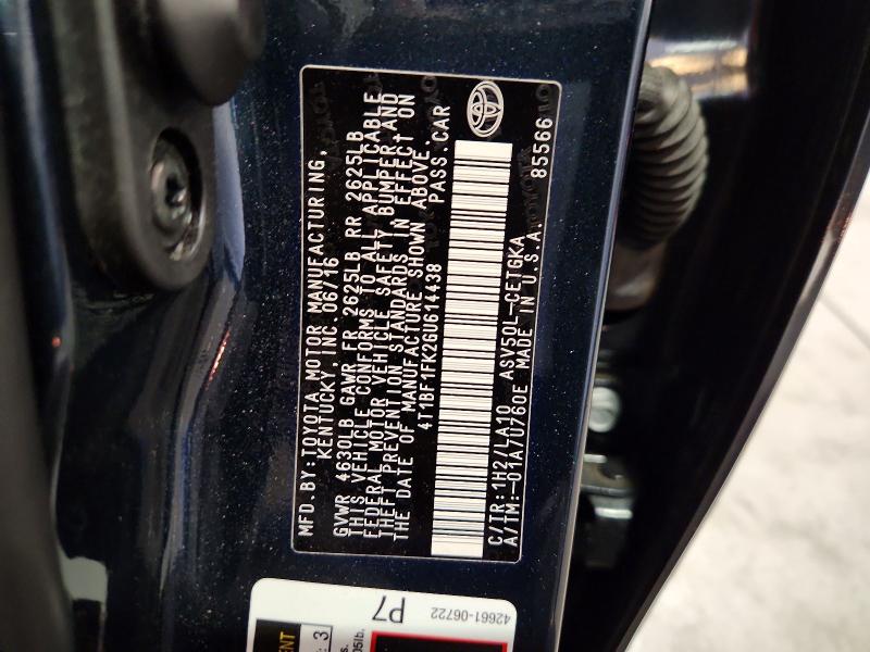 Aukcja sprzedaży 2016 Toyota Camry, vin: 4T1BF1FK2GU614438, numer aukcji: 58774066