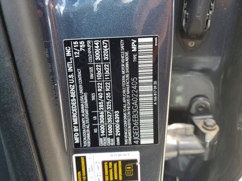 54964606 :رقم المزاد ، 4JGED6EB3GA022405 vin ، 2016 Mercedes-benz Gle Coupe مزاد بيع