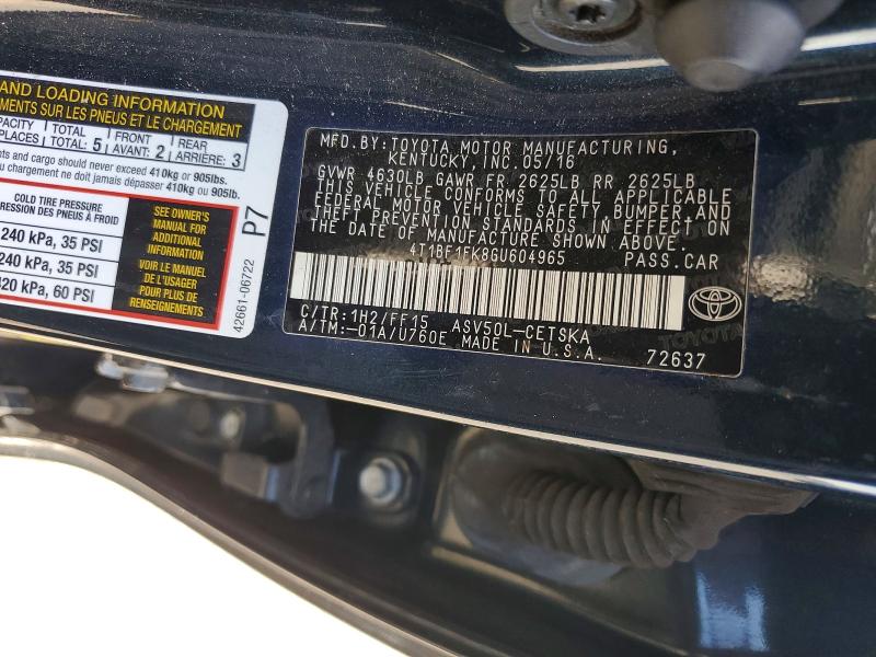 Aukcja sprzedaży 2016 Toyota Camry, vin: 4T1BF1FK8GU604965, numer aukcji: 55191196