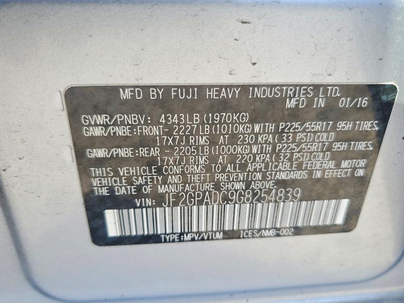 Продажа на аукционе авто 2016 Subaru Crosstrek, vin: JF2GPADC9G8254839, номер лота: 58023486