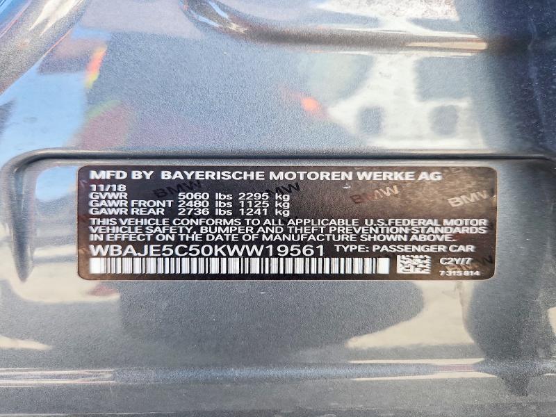 Aukcja sprzedaży 2019 Bmw 540, vin: WBAJE5C50KWW19561, numer aukcji: 58273006