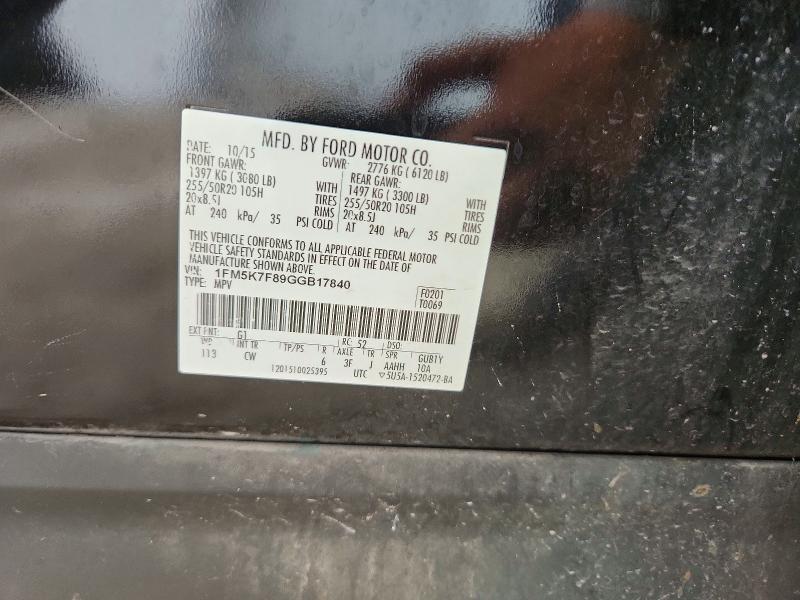 Aukcja sprzedaży 2016 Ford Explorer, vin: 1FM5K7F89GGB17840, numer aukcji: 55523876
