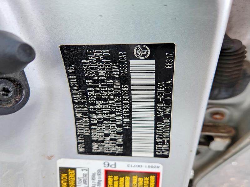 2012 Toyota Camry მანქანა იყიდება აუქციონზე, vin: 4T1BF1FK6CU507886, აუქციონის ნომერი: 56930346