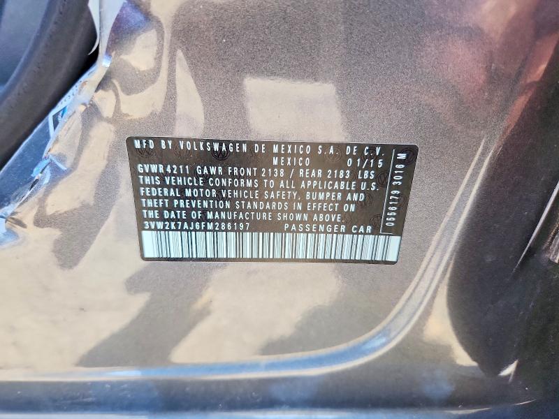 Aukcja sprzedaży 2015 Volkswagen Jetta, vin: 3VW2K7AJ6FM286197, numer aukcji: 58786776