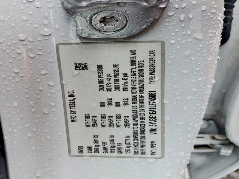 Auction sale of the 2020 Tesla Model 3, vin: 5YJ3E1EA1LF745061, lot number: 56847836