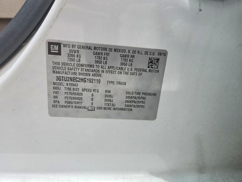 Aukcja sprzedaży 2017 Gmc Sierra, vin: 3GTU2NEC2HG192119, numer aukcji: 56509566