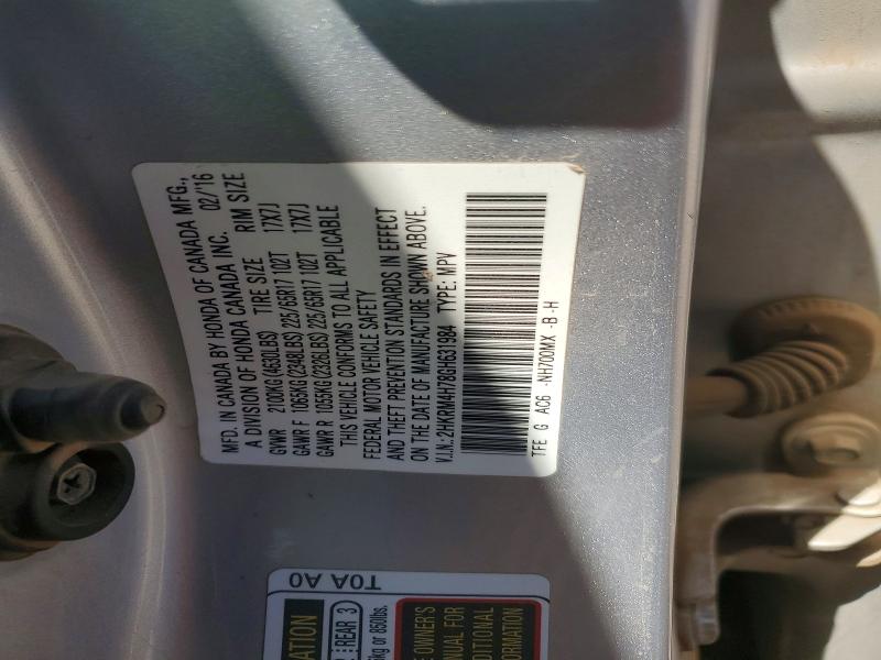 Aukcja sprzedaży 2016 Honda Cr-v Exl, vin: 2HKRM4H78GH631984, numer aukcji: 79722875