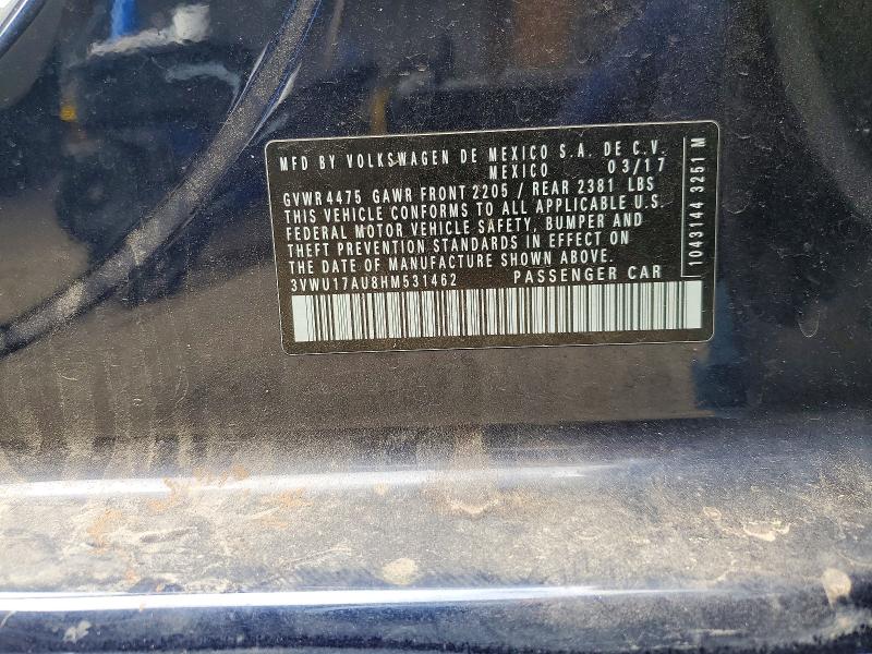 Aukcja sprzedaży 2017 Volkswagen Golf Sportwagen, vin: 3VWU17AU8HM531462, numer aukcji: 56258096
