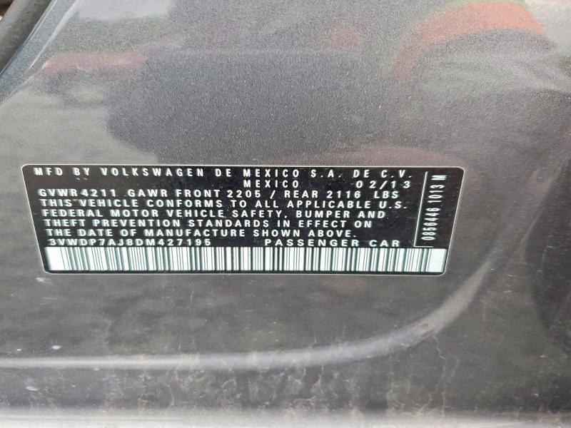 Aukcja sprzedaży 2013 Volkswagen Jetta, vin: 3VWDP7AJ8DM427195, numer aukcji: 57424436