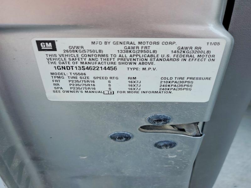 2006 Chevrolet Trailblazer მანქანა იყიდება აუქციონზე, vin: 1GNDT13S462214456, აუქციონის ნომერი: 58818916