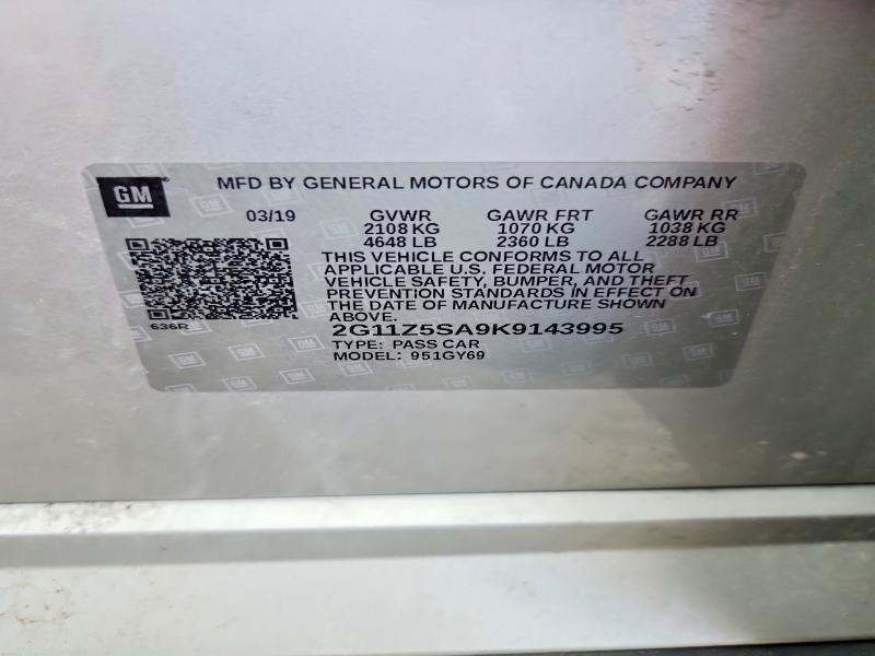 Продажа на аукционе авто 2019 Chevrolet Impala, vin: 2G11Z5SA9K9143995, номер лота: 58662456