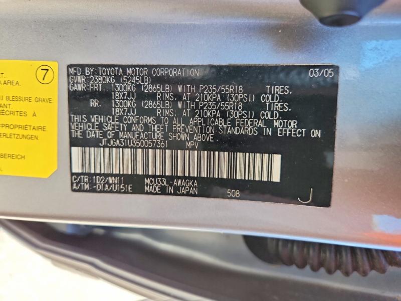 54512276 :رقم المزاد ، JTJGA31U350057361 vin ، 2005 Lexus Rx مزاد بيع