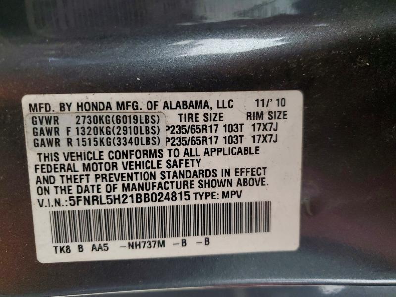 2011 Honda Odyssey მანქანა იყიდება აუქციონზე, vin: 5FNRL5H21BB024815, აუქციონის ნომერი: 55157196