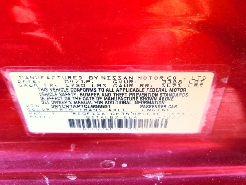 Продажа на аукционе авто 2012 Nissan Versa, vin: 3N1CN7AP7CL906501, номер лота: 59172046