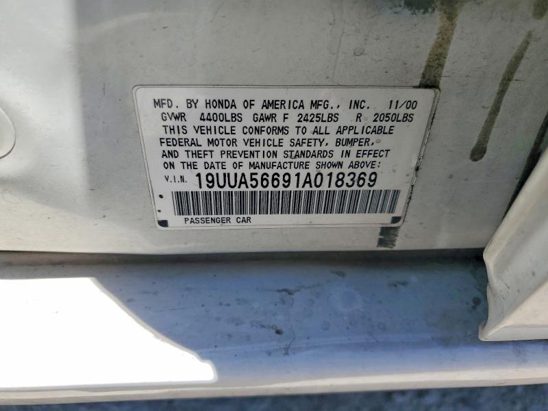 56167086 :رقم المزاد ، 19UUA56691A018369 vin ، 2001 Acura 3.2tl مزاد بيع
