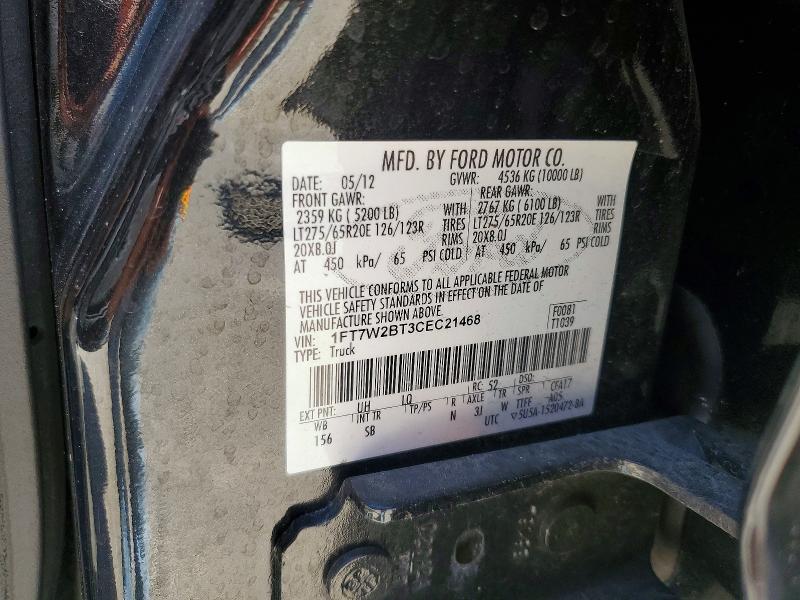 56631006 :رقم المزاد ، 1FT7W2BT3CEC21468 vin ، 2012 Ford F250 مزاد بيع