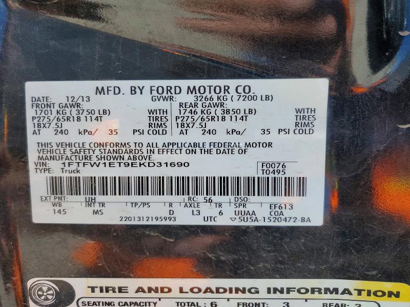 Aukcja sprzedaży 2014 Ford F150, vin: 1FTFW1ET9EKD31690, numer aukcji: 58920156
