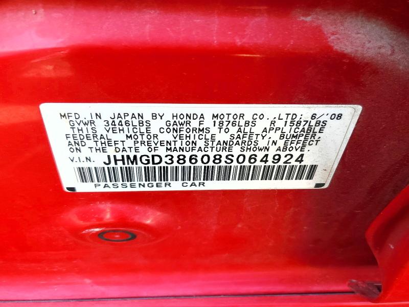 Продаж на аукціоні авто 2008 Honda Fit, vin: JHMGD38608S064924, номер лоту: 55992436