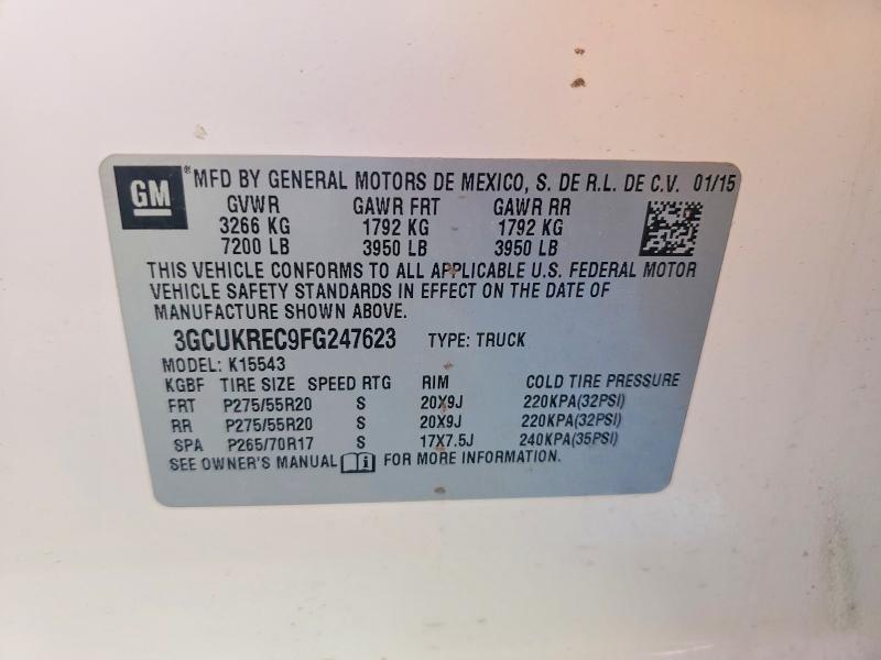 2015 Chevrolet Silverado მანქანა იყიდება აუქციონზე, vin: 3GCUKREC9FG247623, აუქციონის ნომერი: 57357436