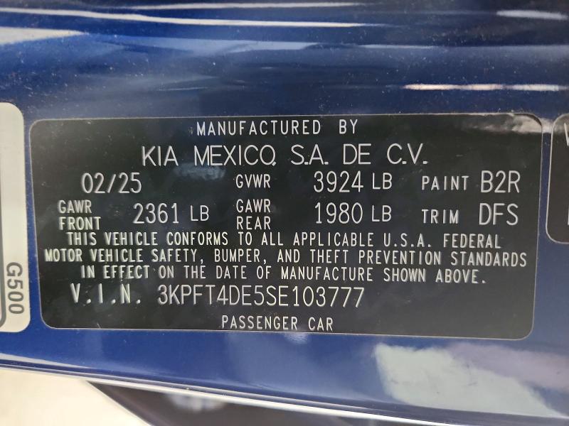 Aukcja sprzedaży 2025 Kia K4, vin: 3KPFT4DE5SE103777, numer aukcji: 56089526