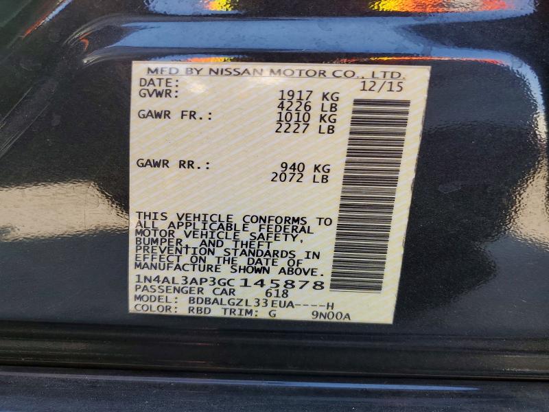 Продажа на аукционе авто 2016 Nissan Altima, vin: 1N4AL3AP3GC145878, номер лота: 57602426