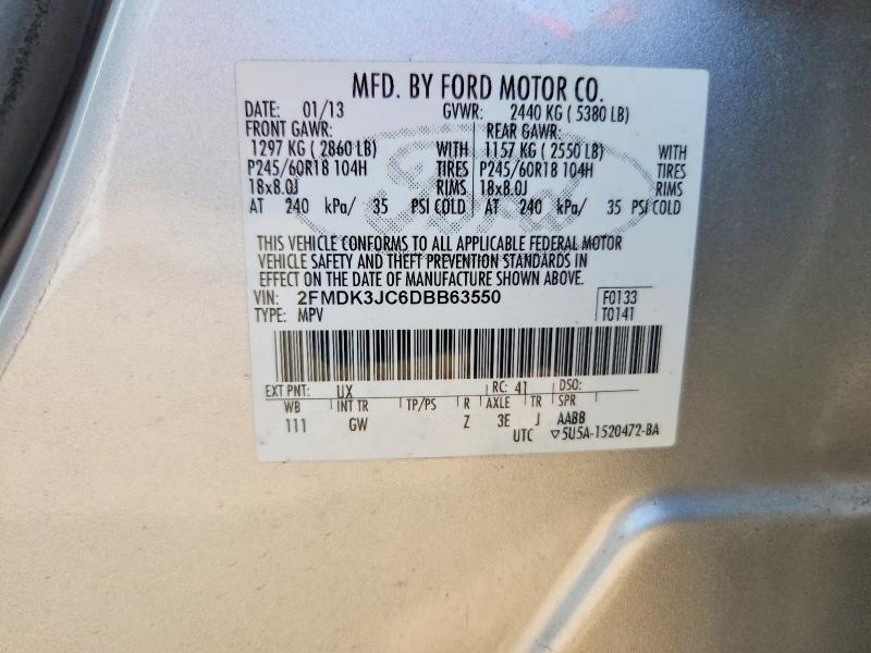 Продаж на аукціоні авто 2013 Ford Edge, vin: 2FMDK3JC6DBB63550, номер лоту: 55558926