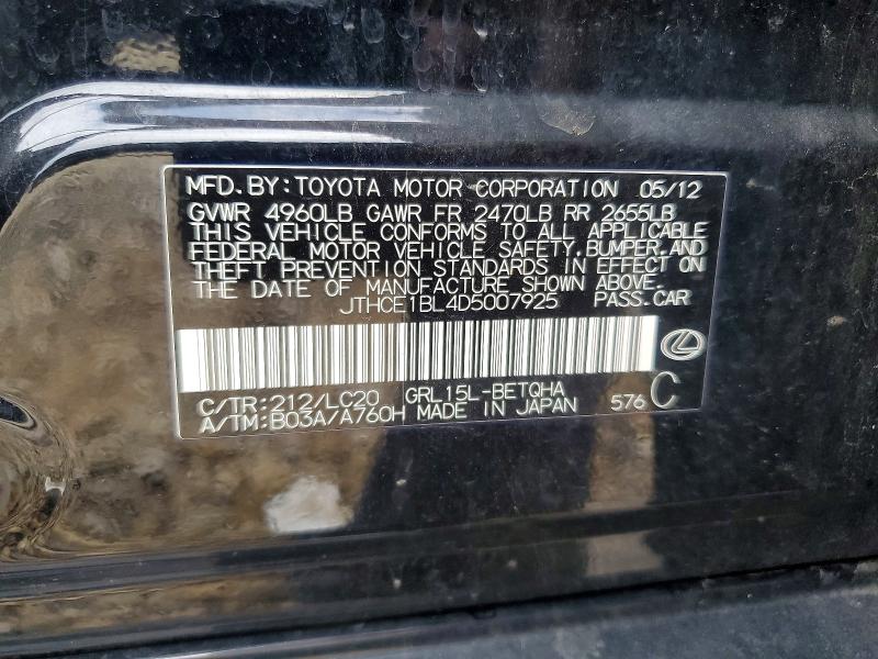 Aukcja sprzedaży 2013 Lexus Gs, vin: JTHCE1BL4D5007925, numer aukcji: 56153916