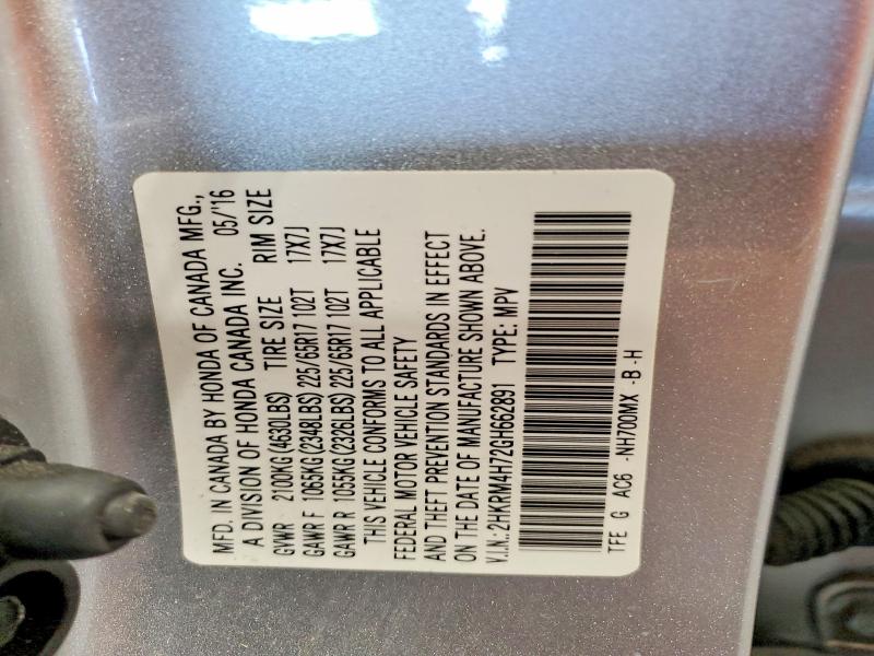 Aukcja sprzedaży 2016 Honda Cr-v, vin: 2HKRM4H72GH662891, numer aukcji: 59068096