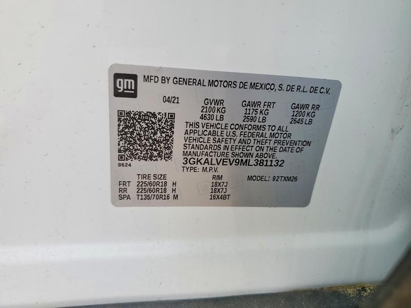 Aukcja sprzedaży 2021 Gmc Terrain, vin: 3GKALVEV9ML381132, numer aukcji: 58922456