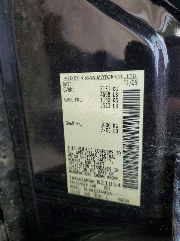 Aukcja sprzedaży 2010 Nissan Maxima, vin: 1N4AA5AP6AC821054, numer aukcji: 85772675