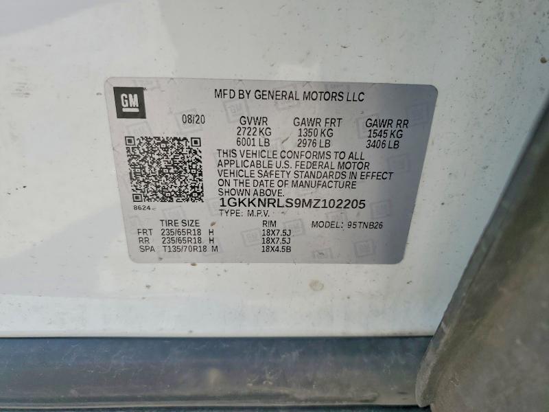 2021 Gmc Acadia მანქანა იყიდება აუქციონზე, vin: 1GKKNRLS9MZ102205, აუქციონის ნომერი: 57005396