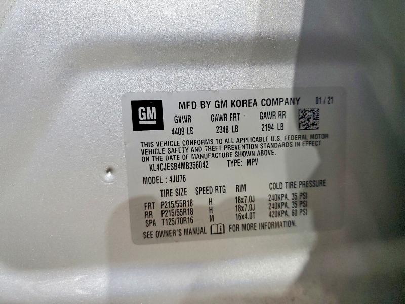 56694846 :رقم المزاد ، KL4CJESB4MB356042 vin ، 2021 Buick Encore مزاد بيع