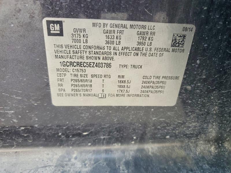 2014 Chev Silverado მანქანა იყიდება აუქციონზე, vin: 1GCRCREC5EZ403786, აუქციონის ნომერი: 58699406