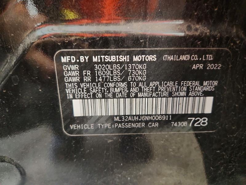 Aukcja sprzedaży 2022 Mitsubishi Mirage, vin: ML32AUHJ6NH006911, numer aukcji: 58102806